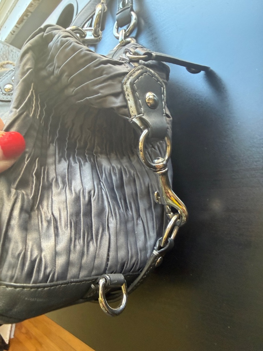 Coach Gray Pleated Leather Crossbody Satchel - Coach - Picture 8 of 17